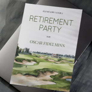 Aquarell-Golfplatz-Foto-Rentnerparty Einladung