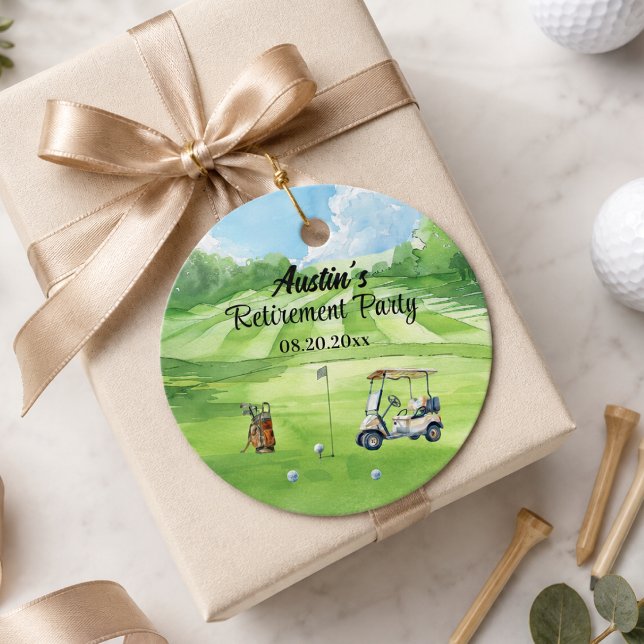 Aquarell-Golfplatz-Ruhestandsfeier  Geschenkanhänger (Von Creator hochgeladen)