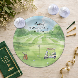 Aquarell-Golfplatz-Ruhestandsfeier Pappteller