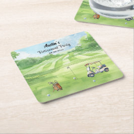 Aquarell-Golfplatz-Ruhestandsfeier Rechteckiger Pappuntersetzer