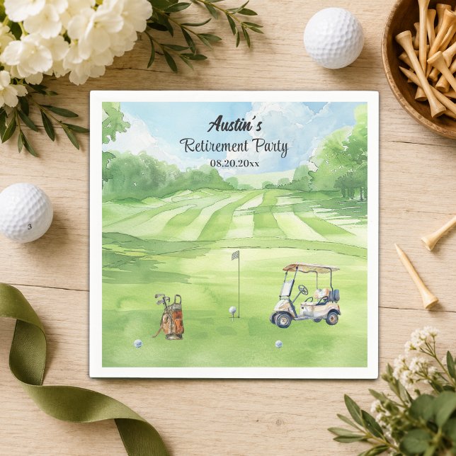 Aquarell-Golfplatz-Ruhestandsfeier  Serviette (Von Creator hochgeladen)