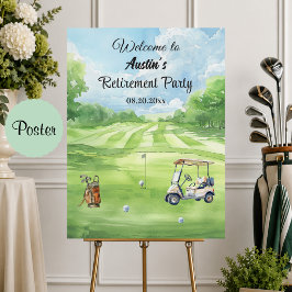 Aquarell-Golfplatz-Ruhestandsparty Willkommen Poster