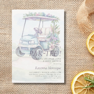 Aquarell-Golfwagen-Baby-Party "Let's Par-Tee" Einladung