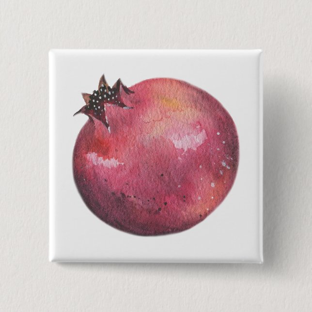 Aquarell Granatapfel Button (Vorderseite)