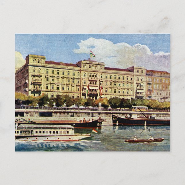 Aquarell Grand Hotel Budapest 1920 Postkarte (Vorderseite)