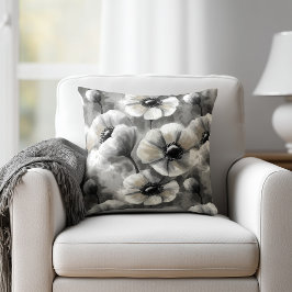 Aquarell-Grau-Blumenmuster Kissen