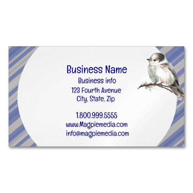 Aquarell Grau Jay Bird Naturschutz Kunst, Dichtung Magnetische Visitenkarte (Vorderseite)