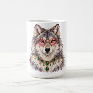 Aquarell Grauer Wolf Süße Wildlife-Kunst-Kaffeetas Kaffeetasse