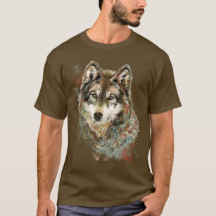Aquarell Grauer Wolf Wildlife Tierwelt Kunst, Dich T-Shirt