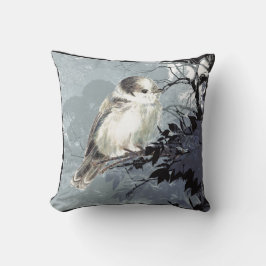 Aquarell Gray Gray Jay Bird Nature Kunst, Dichtung Kissen
