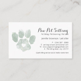 Aquarell GREEN Pet Sitter Grooming Paw Visitenkarte