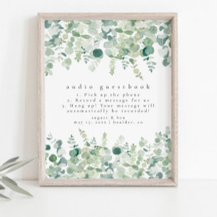 Aquarell Greenery Audio Gästebuchunterschrift Poster