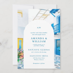 Aquarell Griechenland Architektur Einladung zur Ho