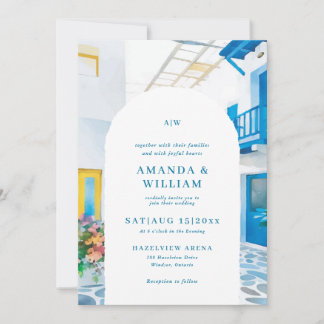 Aquarell Griechenland Architektur Einladung zur Ho