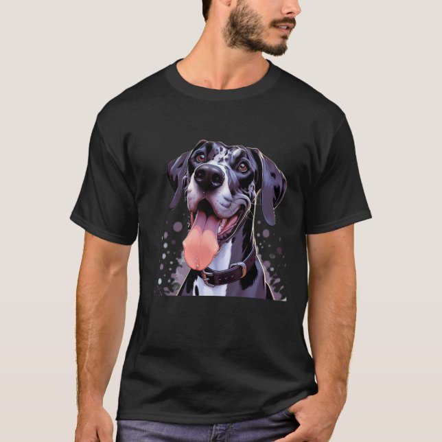 Aquarell Große Dane Spaß Hunde Tier Tier T-Shirt (Vorderseite)