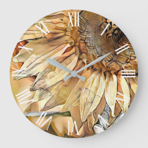 Aquarell Große Gelbe Sonnenblume Elegante Kollekti Wanduhr