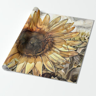 Aquarell Große Sonnenblume Elegante Kollektion Geschenkpapier