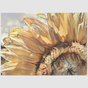 Aquarell Große Sonnenblume Elegante Kollektion Seidenpapier