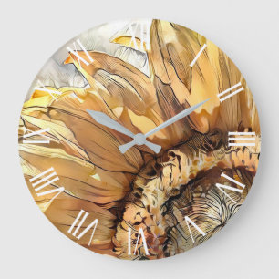 Aquarell Große Sonnenblume Elegante Kollektion Wanduhr