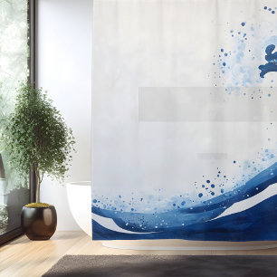 Aquarell-Große Welle im japanischen Stil Duschvorhang