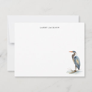 Aquarell Großer Blau Reiher Vogel Personalisierte Mitteilungskarte