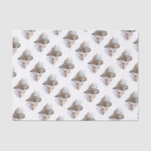 Aquarell-großes Grau-Eulen-Vogel-Natur-Kunst Seidenpapier