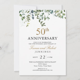 Aquarell Grün 50. Hochzeitstag Einladung