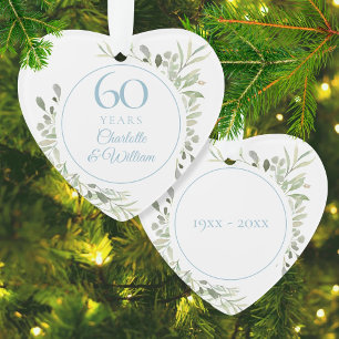 Aquarell-Grün 60. Hochzeitstag Ornament