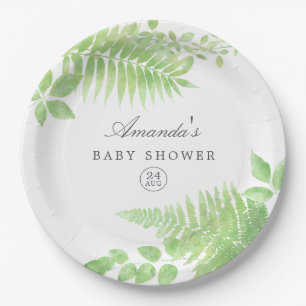 Aquarell-Grün-Babyparty Pappteller