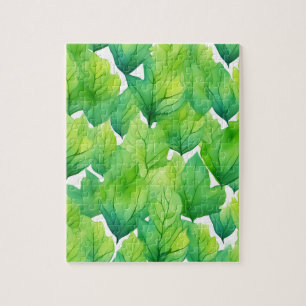 Aquarell Grün Blätter Puzzle