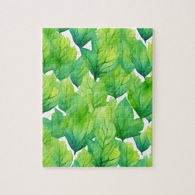 Aquarell Grün Blätter Puzzle (Vertikal)