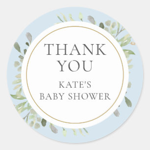 Aquarell Grün Blau Baby Boy Shower Danke Runder Aufkleber