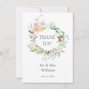 Aquarell-Grün-Blumen-Hochzeit-Dankeschön Dankeskarte