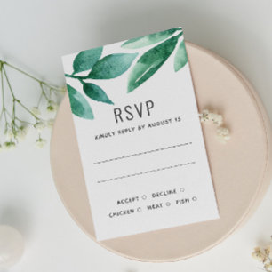 Aquarell-Grün Botanik-Laub Hochzeit RSVP Karte