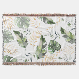 Aquarell-Grün-Botanische Blätter Decke