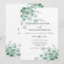 Aquarell Grün Eukalyptus Florale Blätter Hochzeit