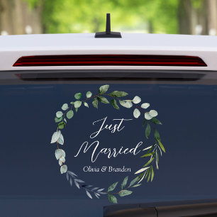 Aquarell Grün Eukalyptusblätter Frisch Vermählt Fensteraufkleber