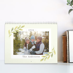 Aquarell-Grün-Familien-Fotokalender Kalender