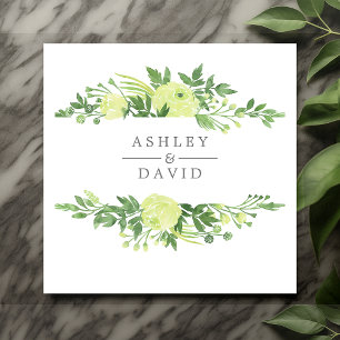 Aquarell Grün Floral Garten Laub Hochzeit Serviette