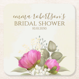 Aquarell Grün Florale Elegante Brautparty Rechteckiger Pappuntersetzer