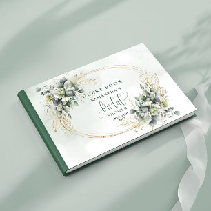 Aquarell Grün Gold Brautparty Gästebuch