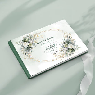 Aquarell Grün Gold Brautparty Gästebuch
