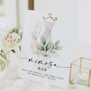 Aquarell Grün Gold Brautparty Mimosa Schild