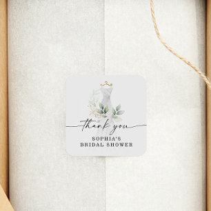 Aquarell Grün Gold Hochzeitsdusche Danke schön Quadratischer Aufkleber