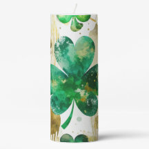 AQUARELL GRÜN & GOLD IRISCHE KLEEBLÄTTER