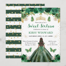 Aquarell Grün & Gold Prinzessin Sweet 16