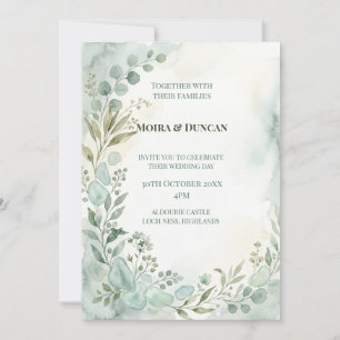 Aquarell-Grün-Hochzeit Einladung