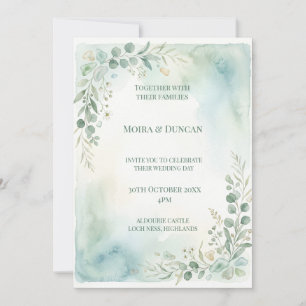 Aquarell-Grün-Hochzeit Einladung