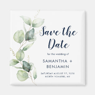 Aquarell-Grün-Hochzeit Termin merken Magnet