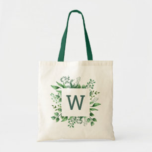 Aquarell-Grün-Hochzeit. Wald-Monogramm Tragetasche